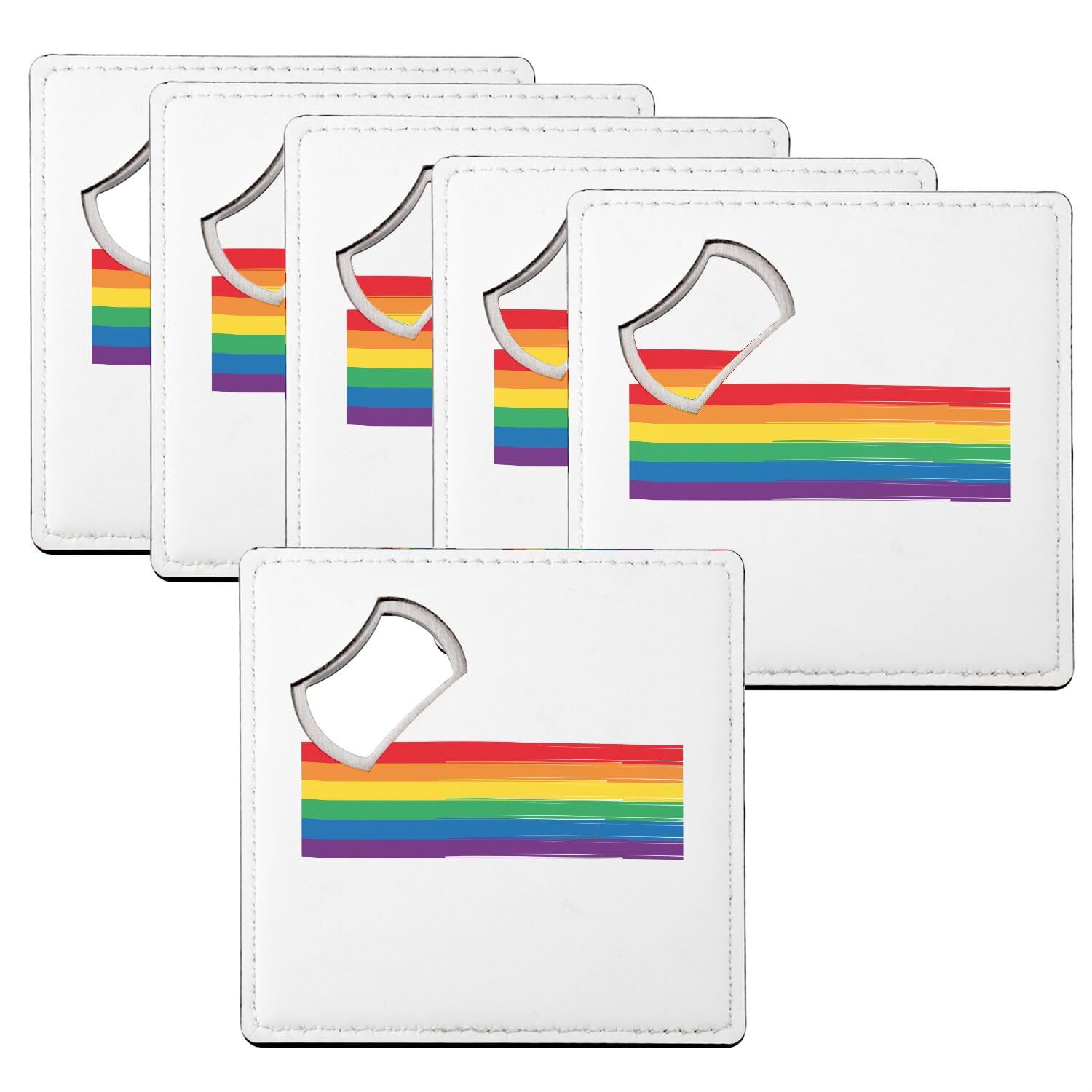 Sous-verre décapsuleur LGBT Pride drapeau gay lesbien en lot de 6 pièces de 92 mm