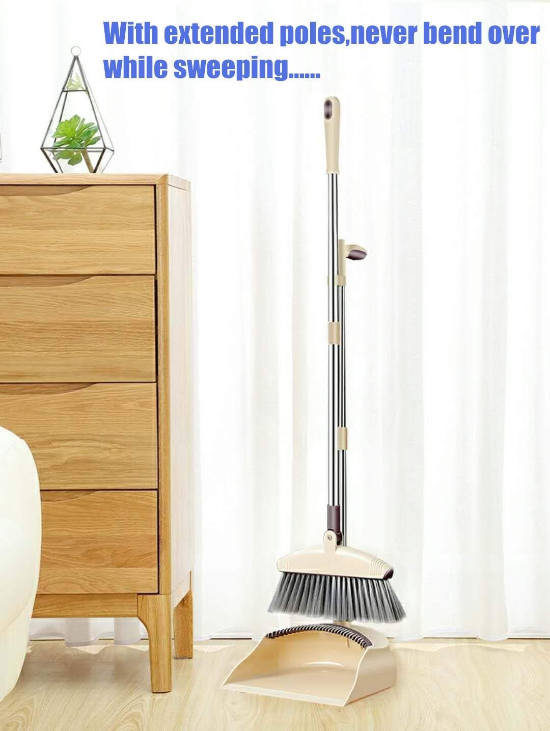 Kitchen Broom and Dustpan Set for Home, Outdoor Dustpan and Brush Set Comb, Small Broom and Dustpan Set, Mini Broom and Dustpan Set,Long Handled 3 Size Handle,Broom with Dustpan Comb Set Upright : Everything Else
