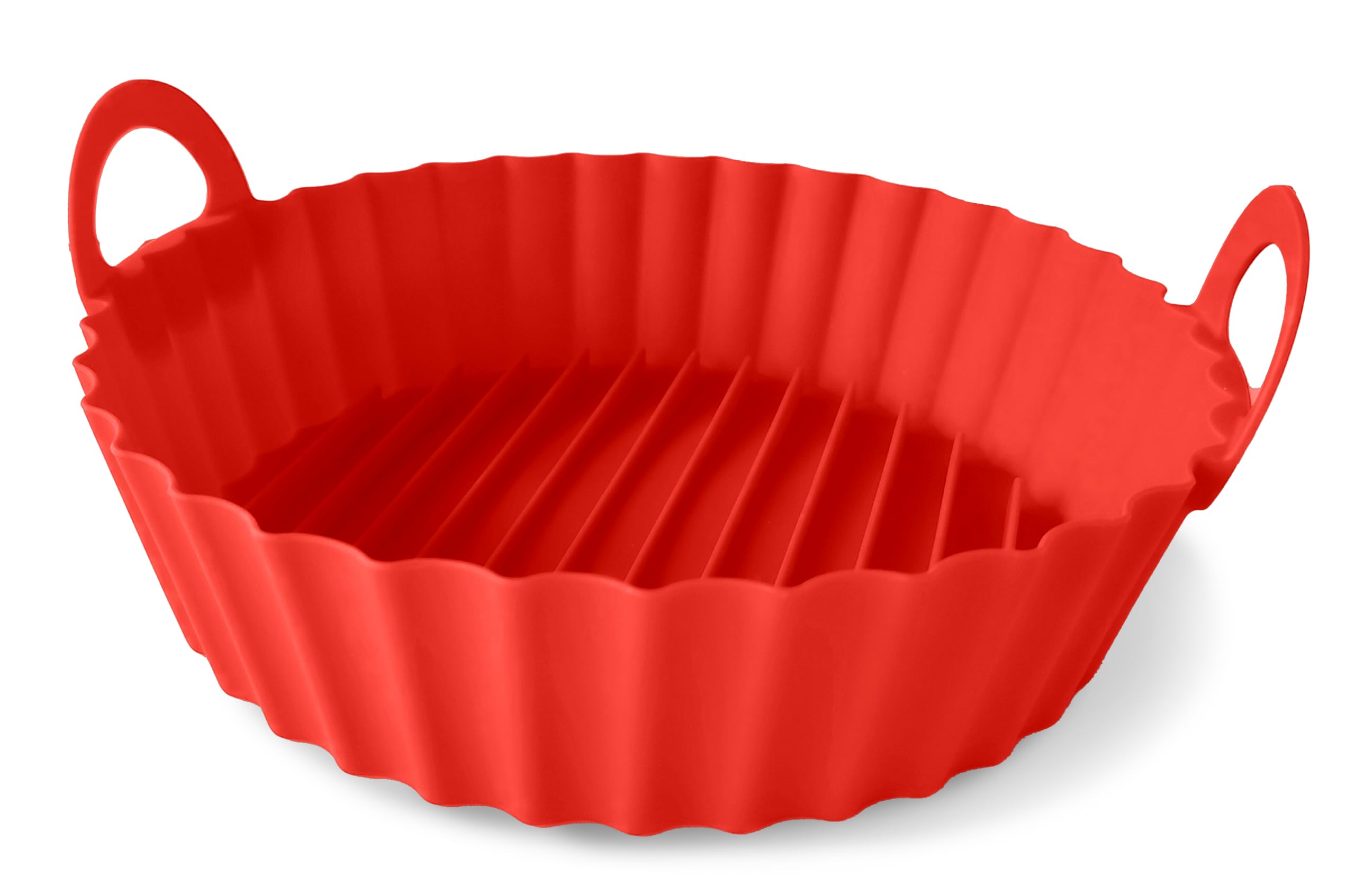 Guardini, Round Mould with Handles Diameter 22 cm, Ideal for Air Fryer, Food Grade Silicone, Red, Made in Italy, Air Fryer Line