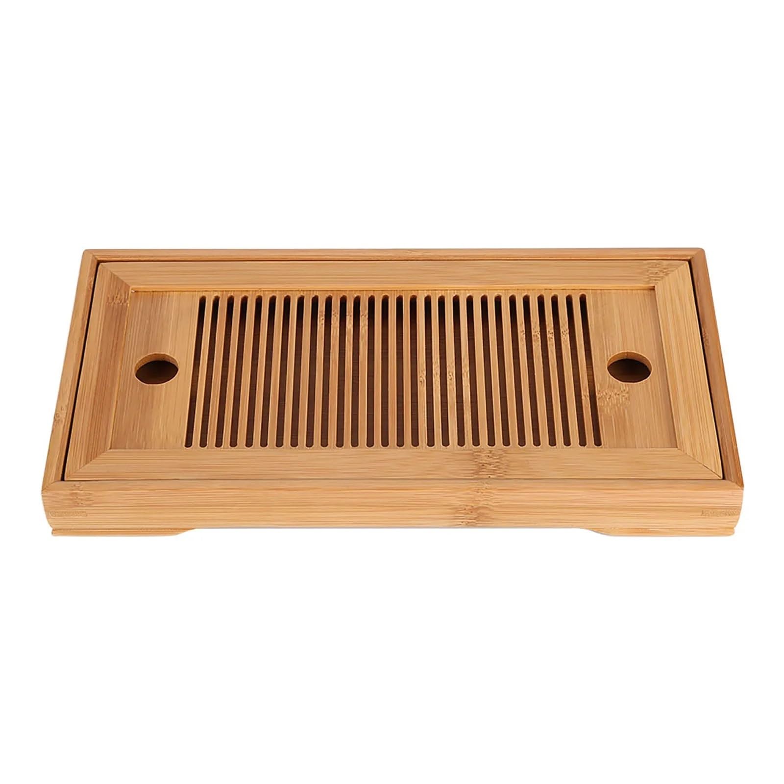 Elegante vassoio da tè rettangolare in bambù per tè Kung Fu, 27 x 14 x 3 cm, ecologico, perfetto per accessori da tè e esposizione