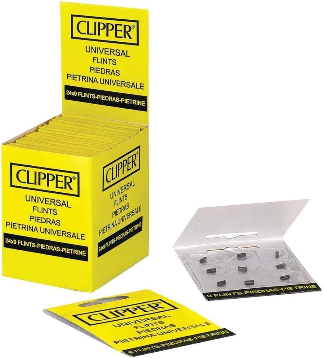 Pack de Clipper 48 Mecheros Encendedores Liso Soft Touch All Black Negro CP11RH + 5 Gas ISOBUTANO para MECHEROS + Clipper 2 Paquete de 9 Piedras de Mechero