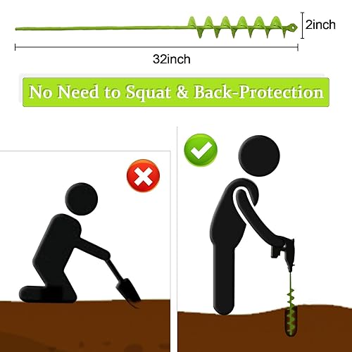 Miniatura 5 de TCBWFY Broca de taladro de 2 x 32 pulgadas para plantar  Taladro de jardín de mango largo fácil  Augers para plantas de bulbos y ropa de cama