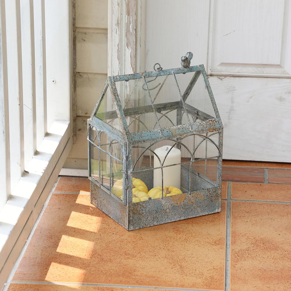 Invernadero vintage de cristal envejecido para colgar plantas grandes con tapa, maceta de mesa para interiores, caja de exhibición para orquídeas, suculentas, helechos, musgo, cactus, ventana, jardín