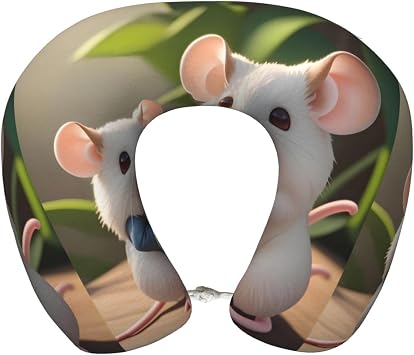 Mother and Child Rats 360 Degree Support Portable Comfort Travel Plane Drive Snooze Office U-Shaped Pillow 11.8x9.8in