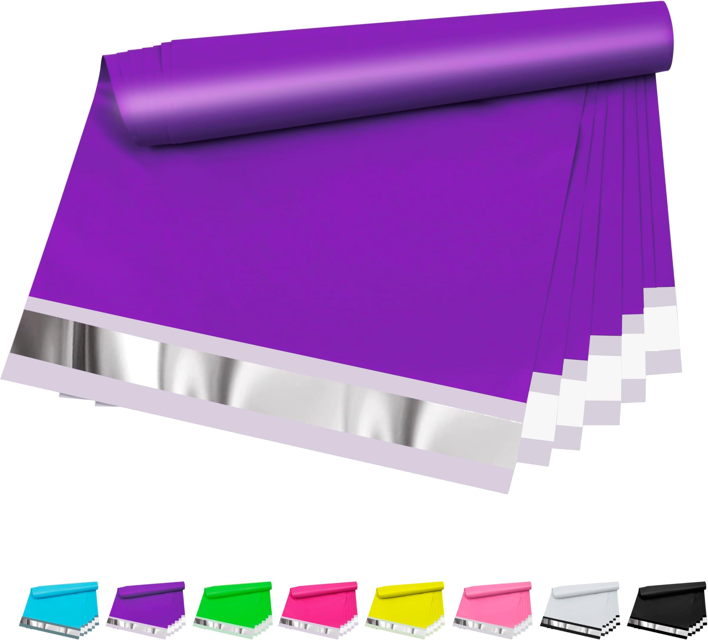 Poly Mailers 10x13 inch 100 Pcs, Purple Plastic Mailing Envelopes with 2.4mil Thickness, Waterproof and Tear-resistant Shipping Bags for Clothing, Tamper Proof Self-Seal Mailers Poly Bags