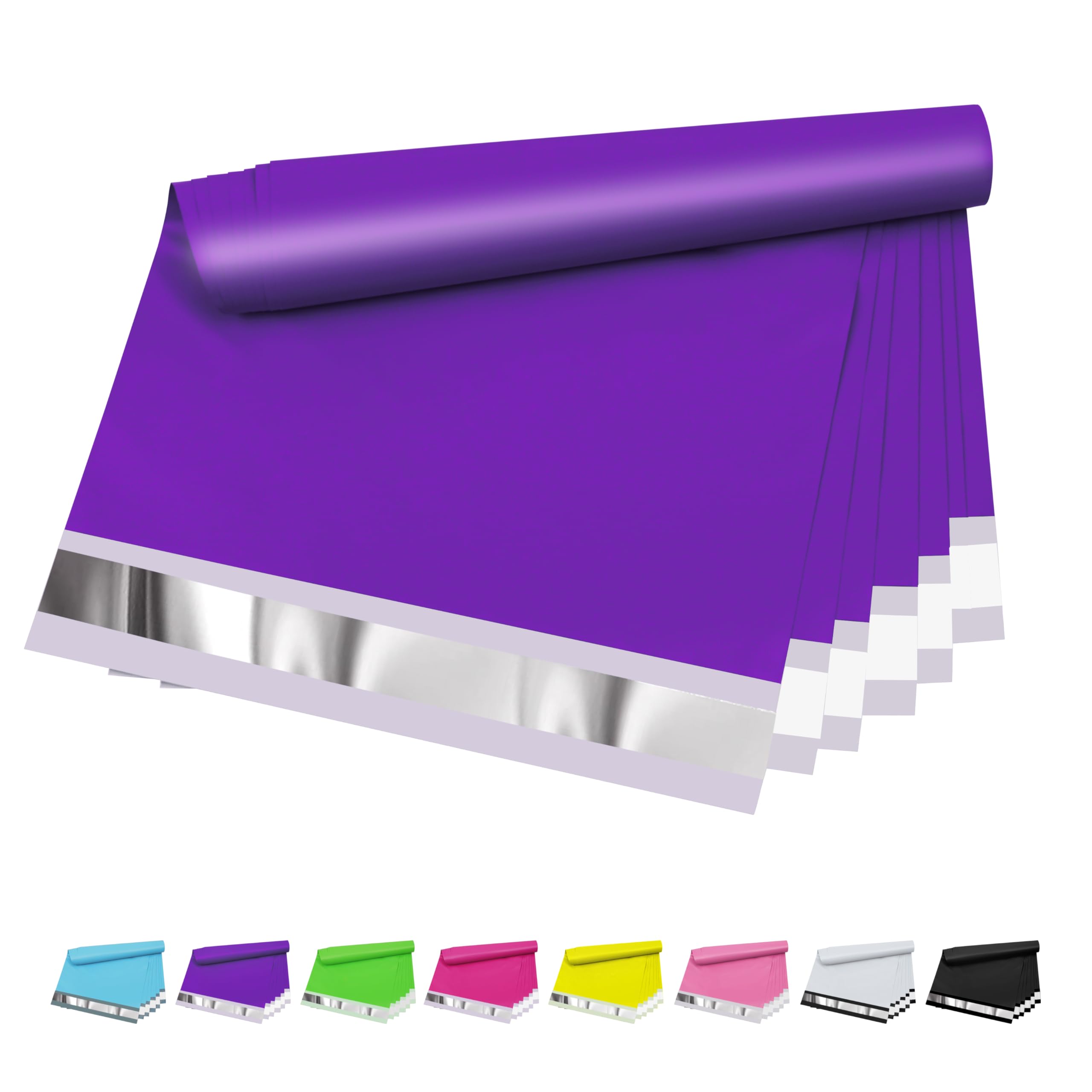 Vapulcio Poly Mailers 10x13 inch 100 Pcs, Purple Plastic Mailing Envelopes with 2.4mil Thickness, Waterproof and Tear-resistant Shipping Bags for Clothing, Tamper Proof Self-Seal Mailers Poly Bags