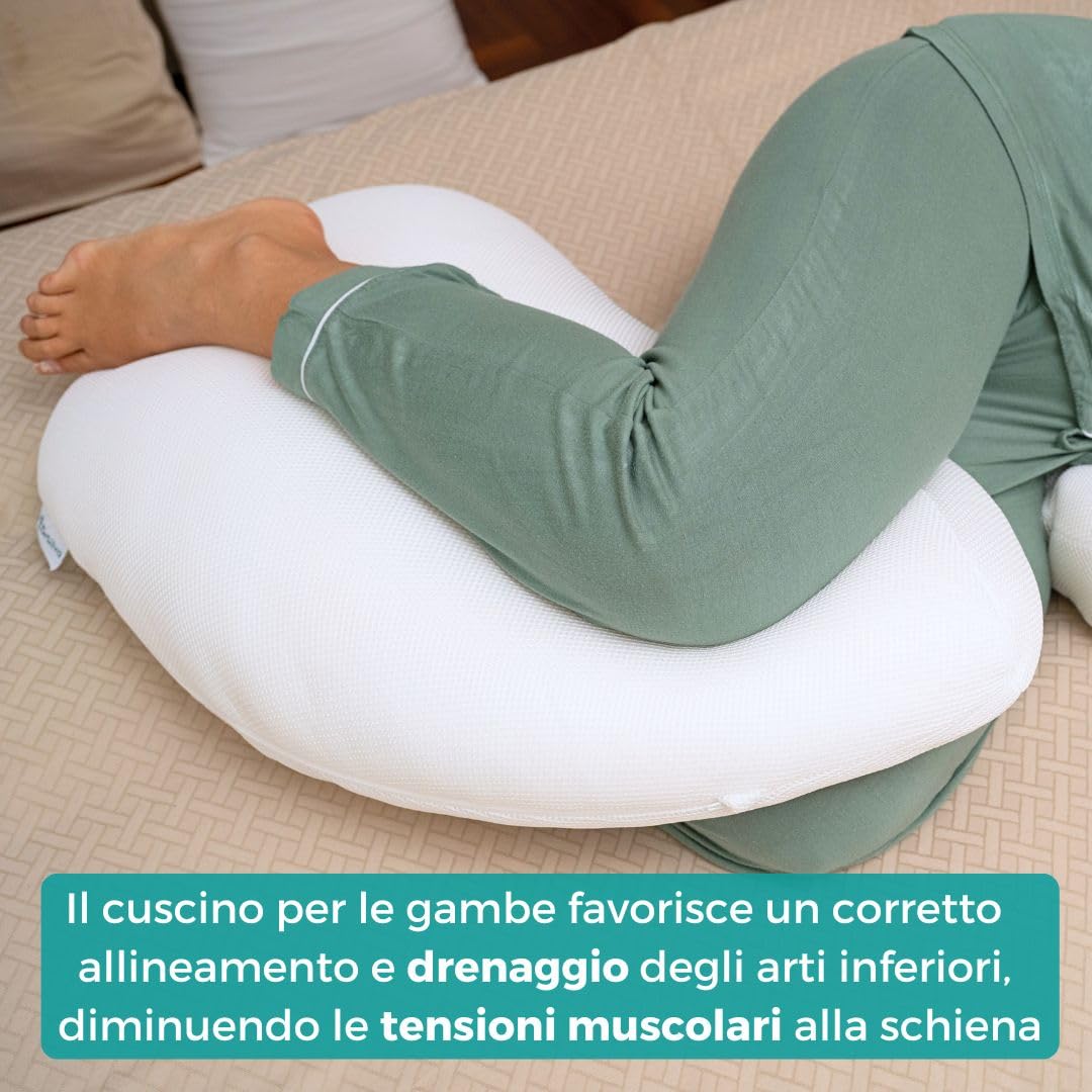 DrSilva Cuscino Gravidanza, Lattice e Poliestere, Fodera Air Mesh 3D, 3 Parti, Fodera Interna con Cerniera per Regolare lo Spessore
