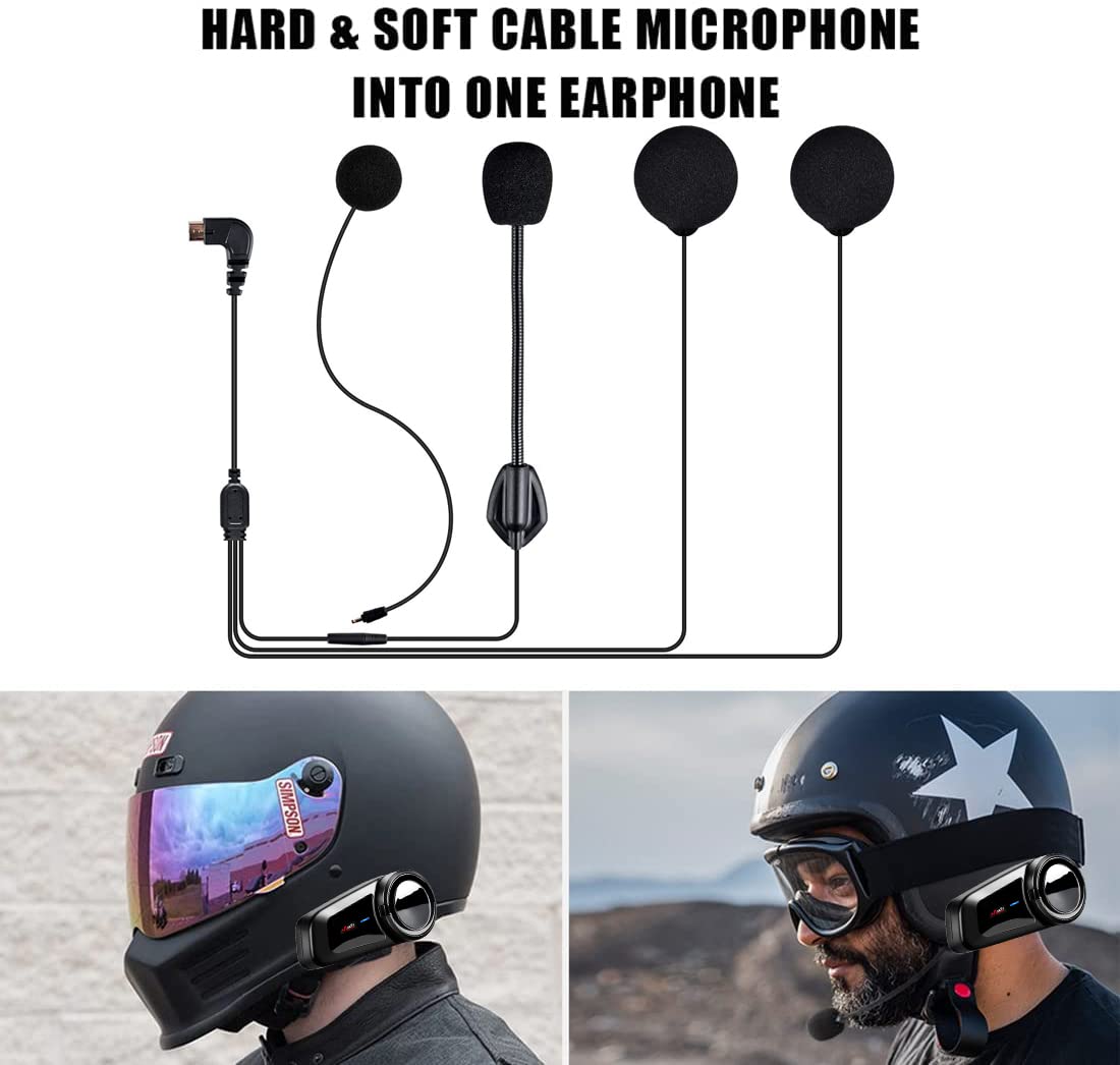QSPORTPEAK Motocyklowy zestaw słuchawkowy Bluetooth, M2 1000 m, kask dla 6 jeźdźców, interkom Bluetooth, z redukcją szumów, radiem FM, uniwersalne systemy komunikacji motocyklowej do ATV, motocykla,