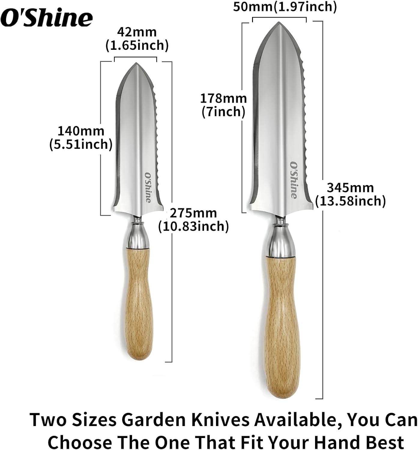 O’Shine Large Hori Hori Garden Knife, Professional 7” Japanese Hori Hori Stainless Steel Soil Knife for Weeding & Digging, Heavy Duty Gardening Hand Tool with Protective PVC Sheath
