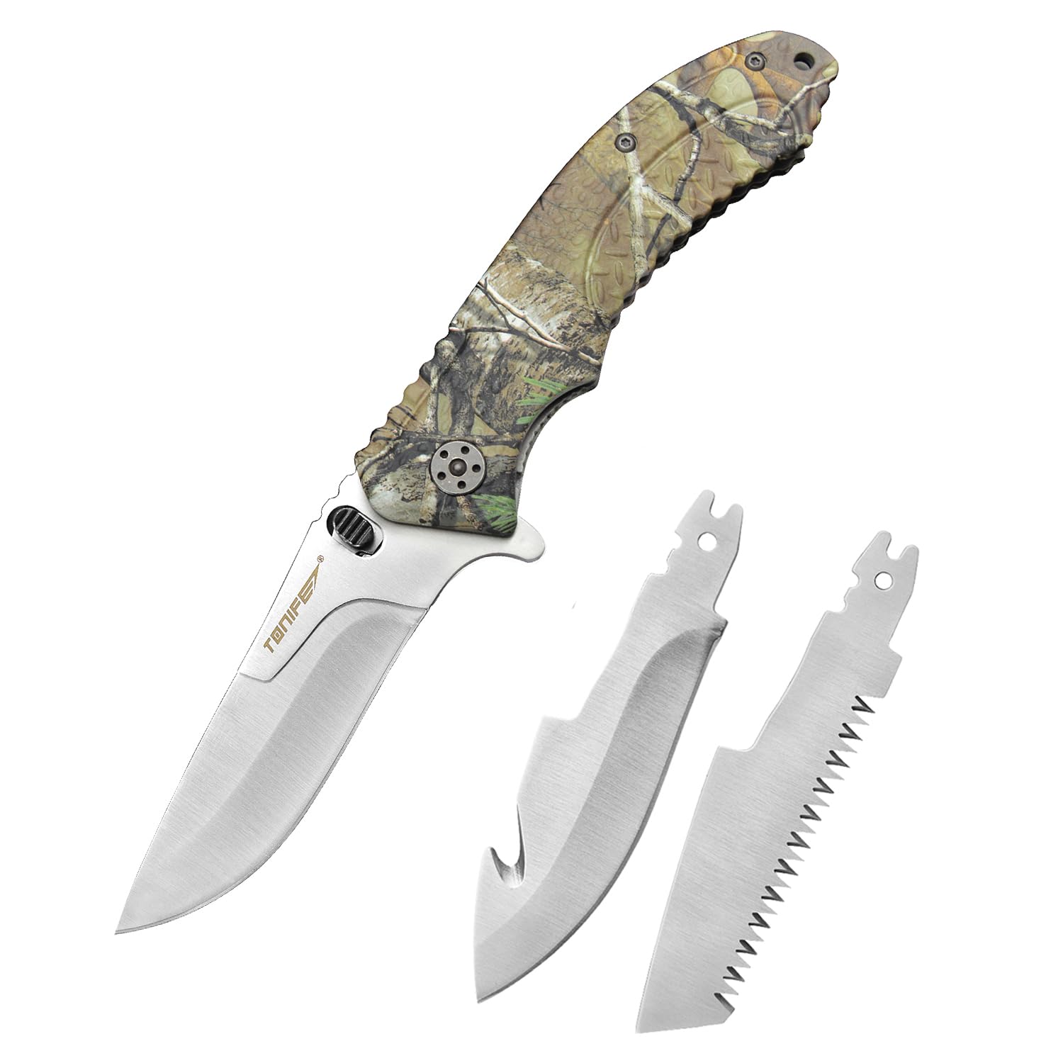 TONIFE Selva Navaja Multiusos Navaja Intercambiable con Hoja de Acero 5Cr15MoV Mango de Aluminio y Clip Metálico de Bolsillo Cuchillo Outdoor Cuchillo de supervivencia