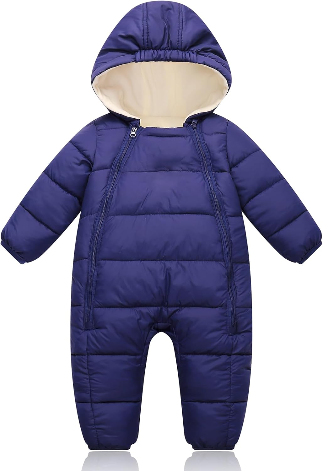 BYFRI Baby Snowsuit Infant Winter Jumpsuit 0-24M Toddler Footed Jacket Unisex Warm Hooded Outfit Thick Fleece Coat