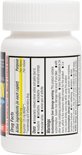 Miniatura 4 de HealthA2Z Alivio del dolor de doble acción  80 comprimidos  Acetaminofeno 250 mg e ibuprofeno (AINE) 125 mg  Contiene dos medicamentos  Alivio del