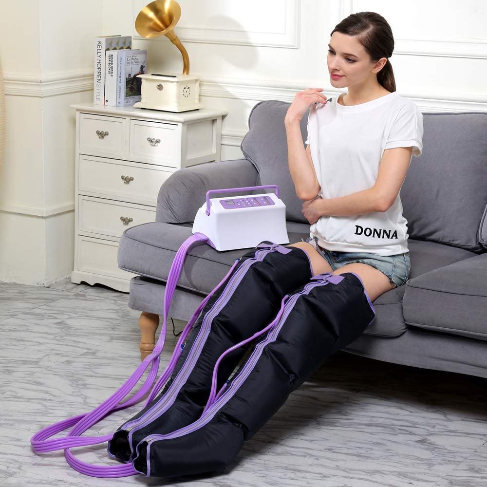 KANBUN Massaggiatore per Gambe a Compressione d'Aria per Gambe e Piedi Macchina per Massaggio a Compressione d'Aria per Braccia, Vita, Gambe e Massaggio per la Circolazione dei Piedi con 4