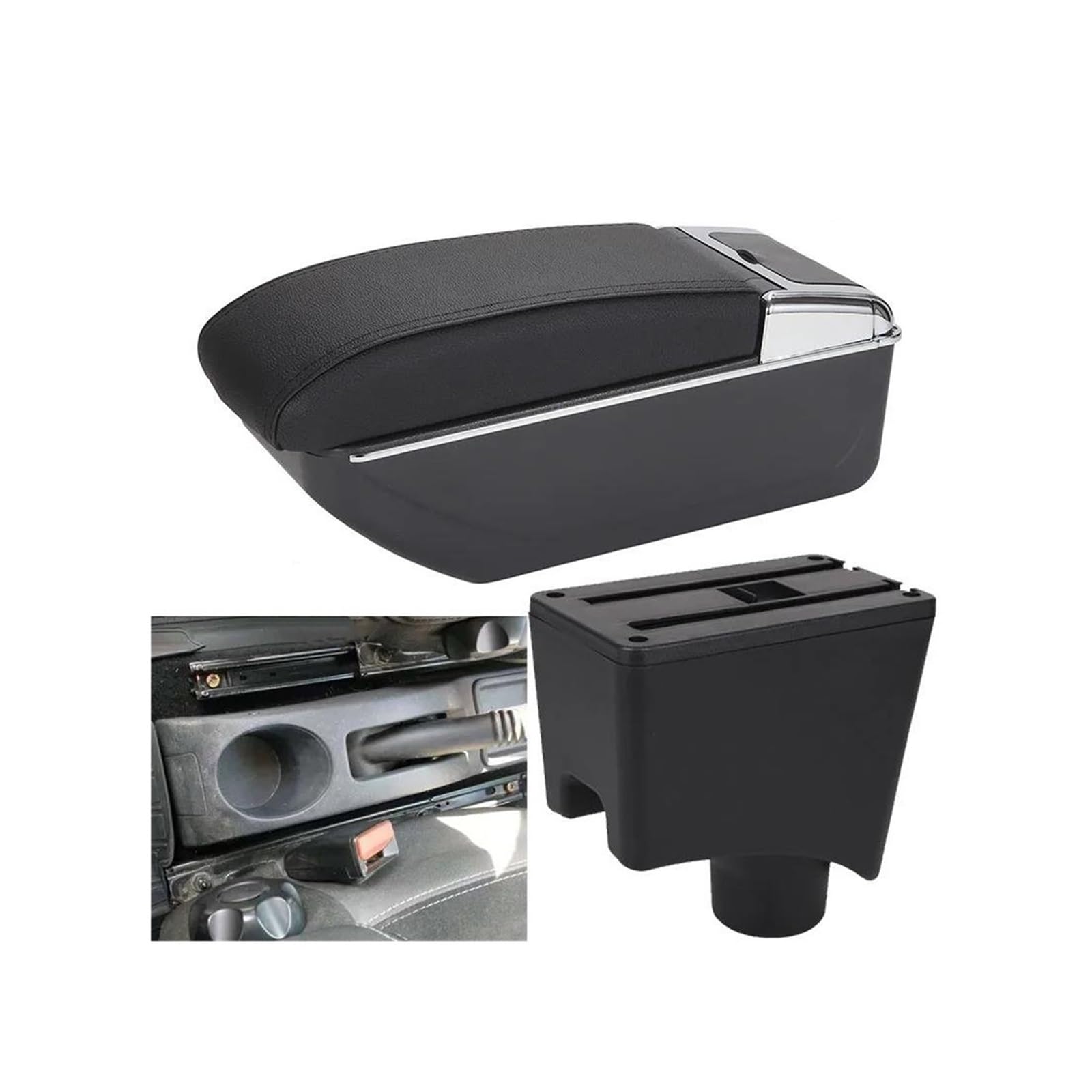 OOPUHKSY For Dacia For Renault For Sandero For Logan 2 Armrest Car Armrest Box Storage Box Car Accessories(D2 black line No USB)