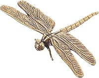 Vintage Brass Dragonfly Figurine - Antique Golden Statue for Desk Decor, Home Office Collectible, Halloween Christmas Fall Ornament