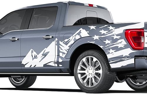 Miniatura 9 de Calcomanías gráficas de montañas laterales y bandera compatibles con Ford F150 (rojo)