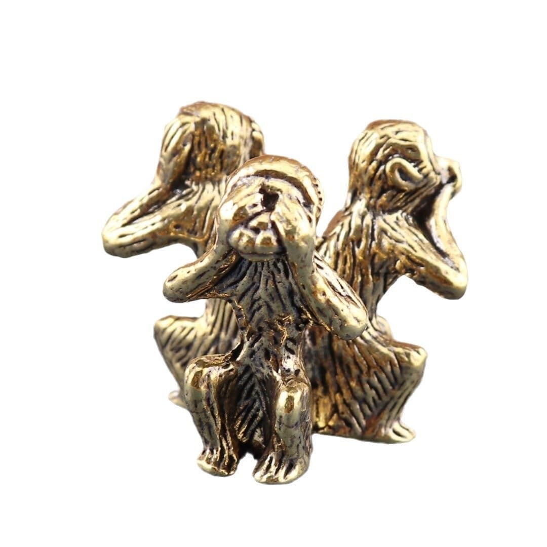 Huffa Brass Three Monkey Home Desktop Tea Pet Decoration Retro Ornament