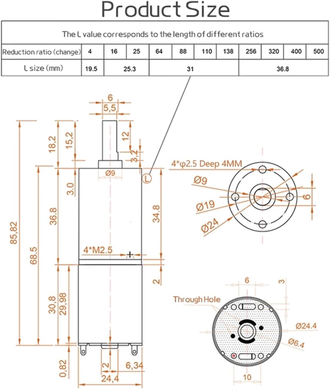 GA24Y-370 Miniature Planetary Gear Reducer Motor 6V~24V Speed Regulation Forward Reverse Bass Squelch Metal(1500RPM-12V SINGLE MOTOR)