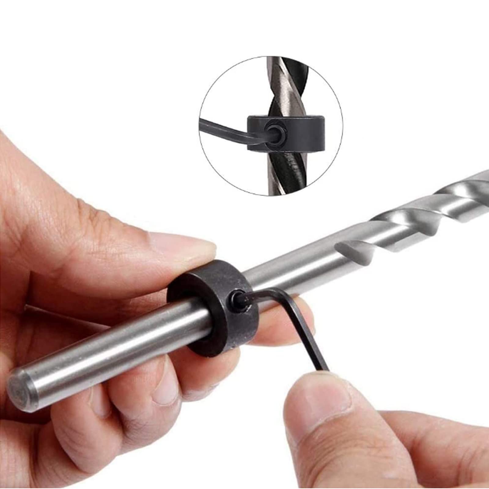 8 Pezzi Set di Anelli Limite per Punte da Trapano, Stop di Profondità Trapano, Posizionatore Dell'Anello di Spaziatura con Chiave Esagonale (3/4/5/6/8/10/12/16 MM)