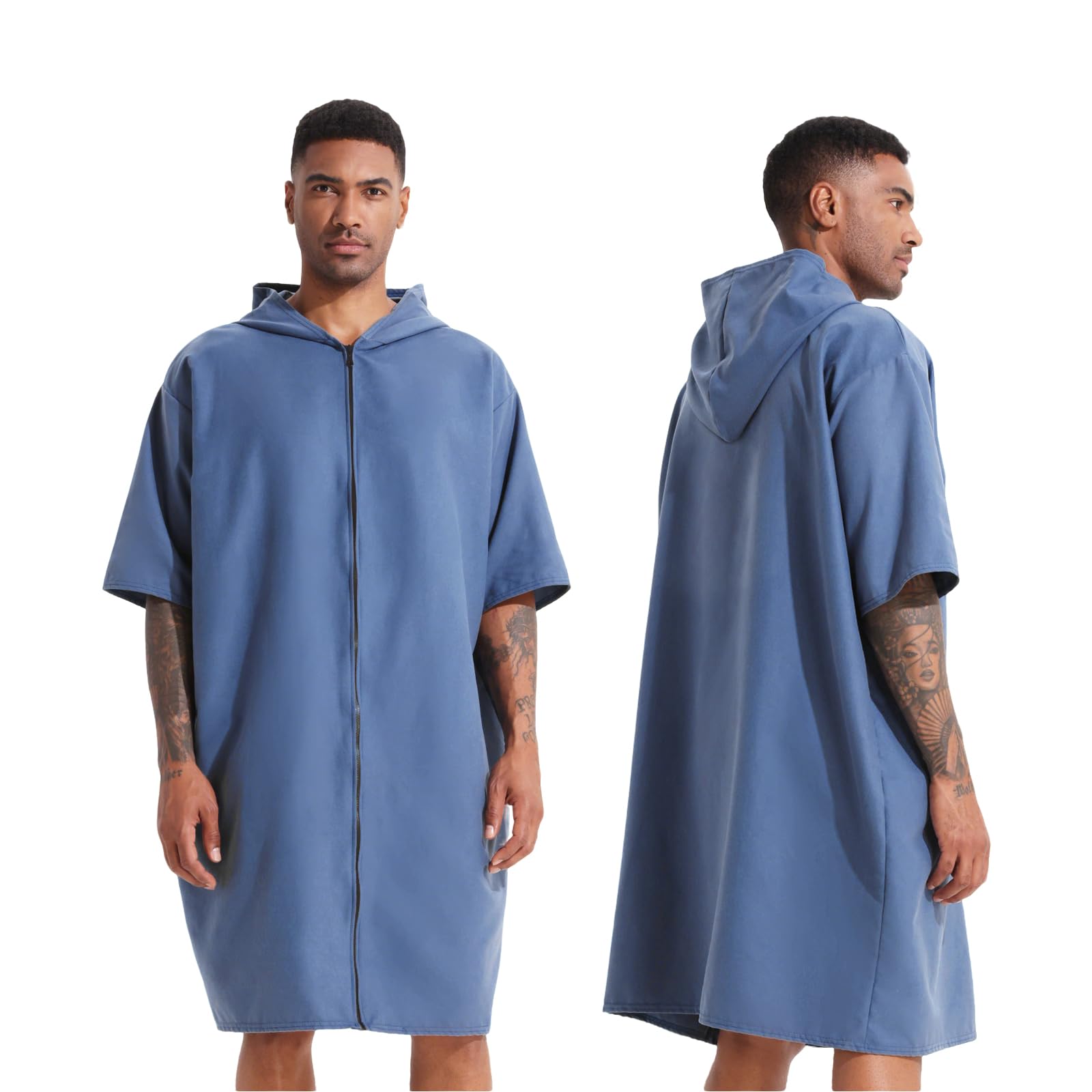 Pahajim Changing Robe Microfibre Towel Poncho Adult with Hooded Oversized Light Weight Beach Robe Absorbent Wearable Towel for Swimming, Surf, One Size