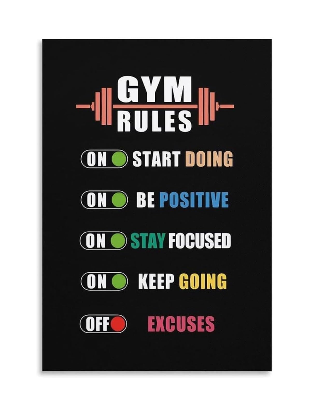 RNUMLIGH Workout Motivation Poster​ - Gym Rules & Weightlifting Tips Wall-Art for Fitness Center, CrossFit Box, Home Office