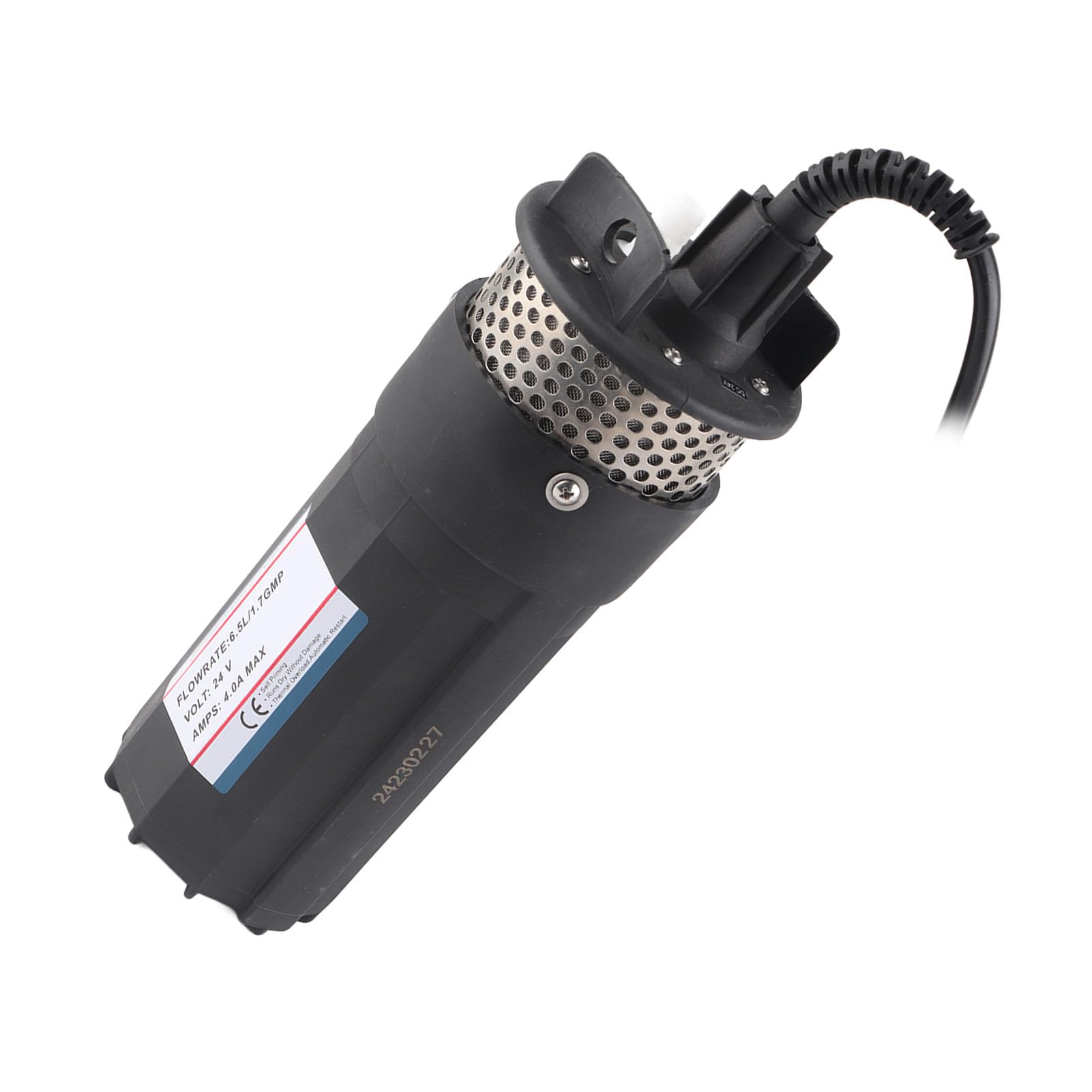 Haofy Bomba Sumergible de Agua de Pozo Profundo, Bomba de Agua Solar de 24 V CC, Bomba de Pozo Sumergible de 230 Pies con Cabezal de 1,7 GPM Alimentado por Batería (Negro)