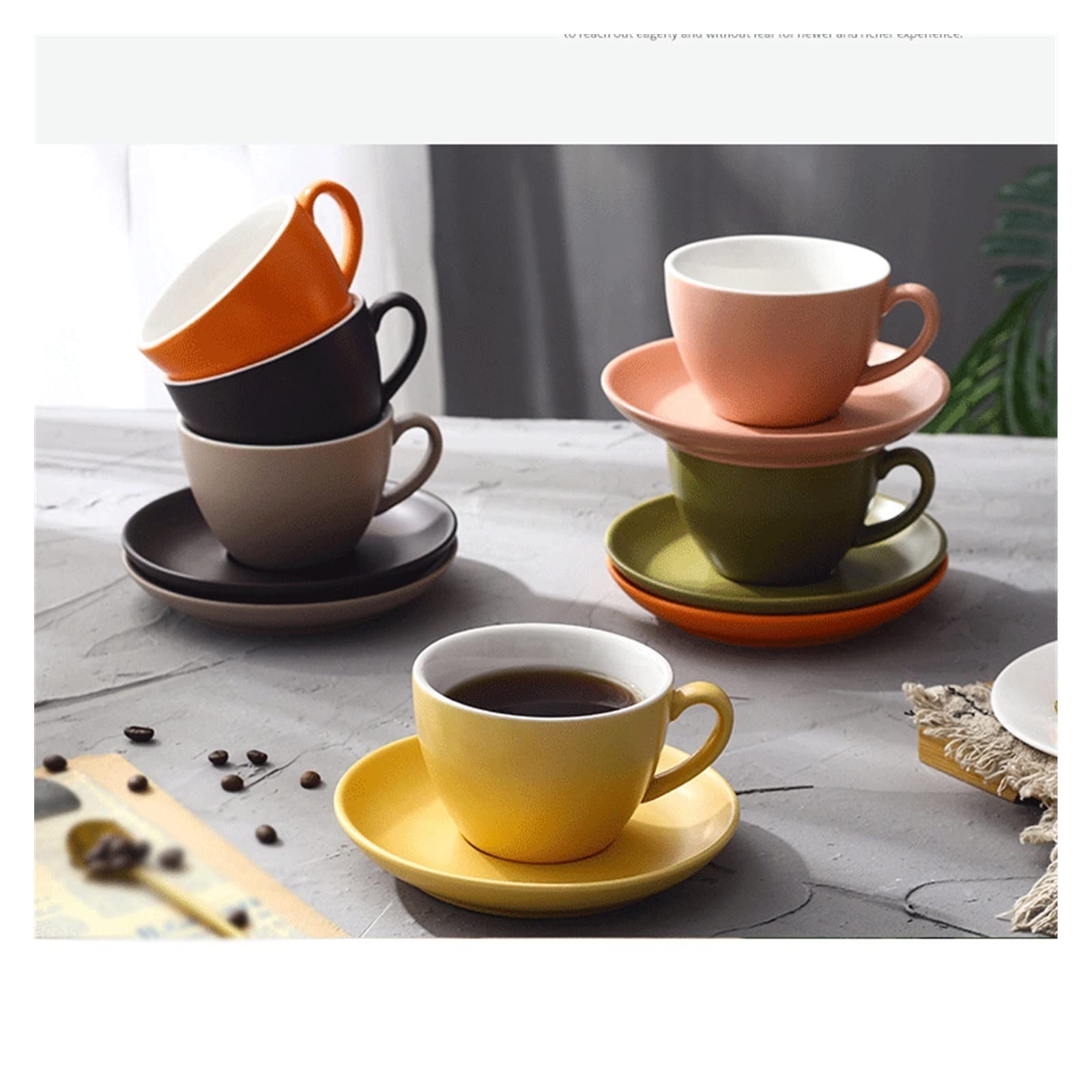 Filiżanki 310ML wielokolorowy ceramiczny kubek do kawy o dużej pojemności domowy znak biurowy picia herbaty Filiżanka Napój Kawy(Pink)