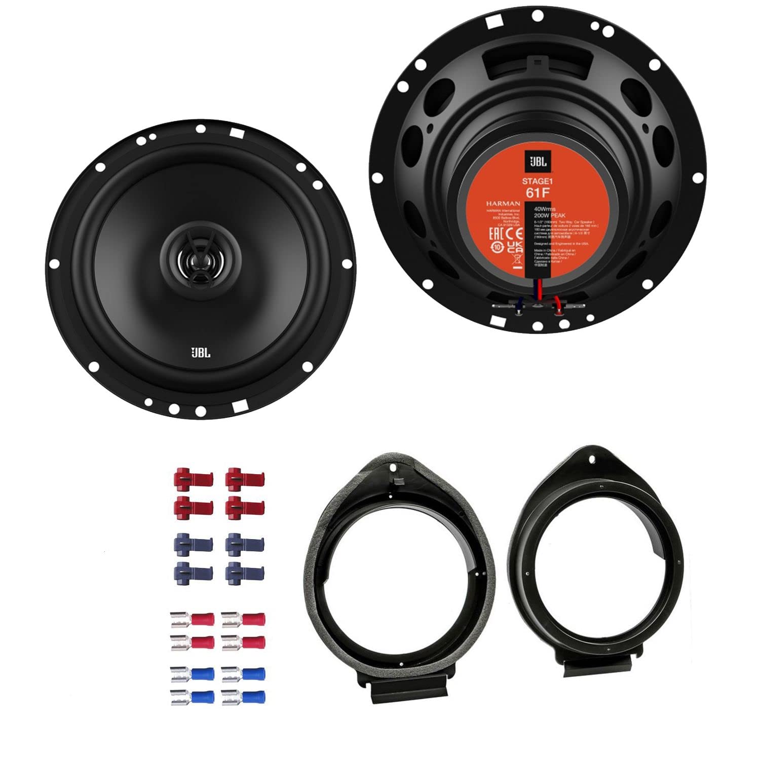 JBL Stage1 61F Lautsprecher mit Einbauset passend für Opel Astra J ab 2009 Türen vorne 400 W 165mm 2 Wege Koax