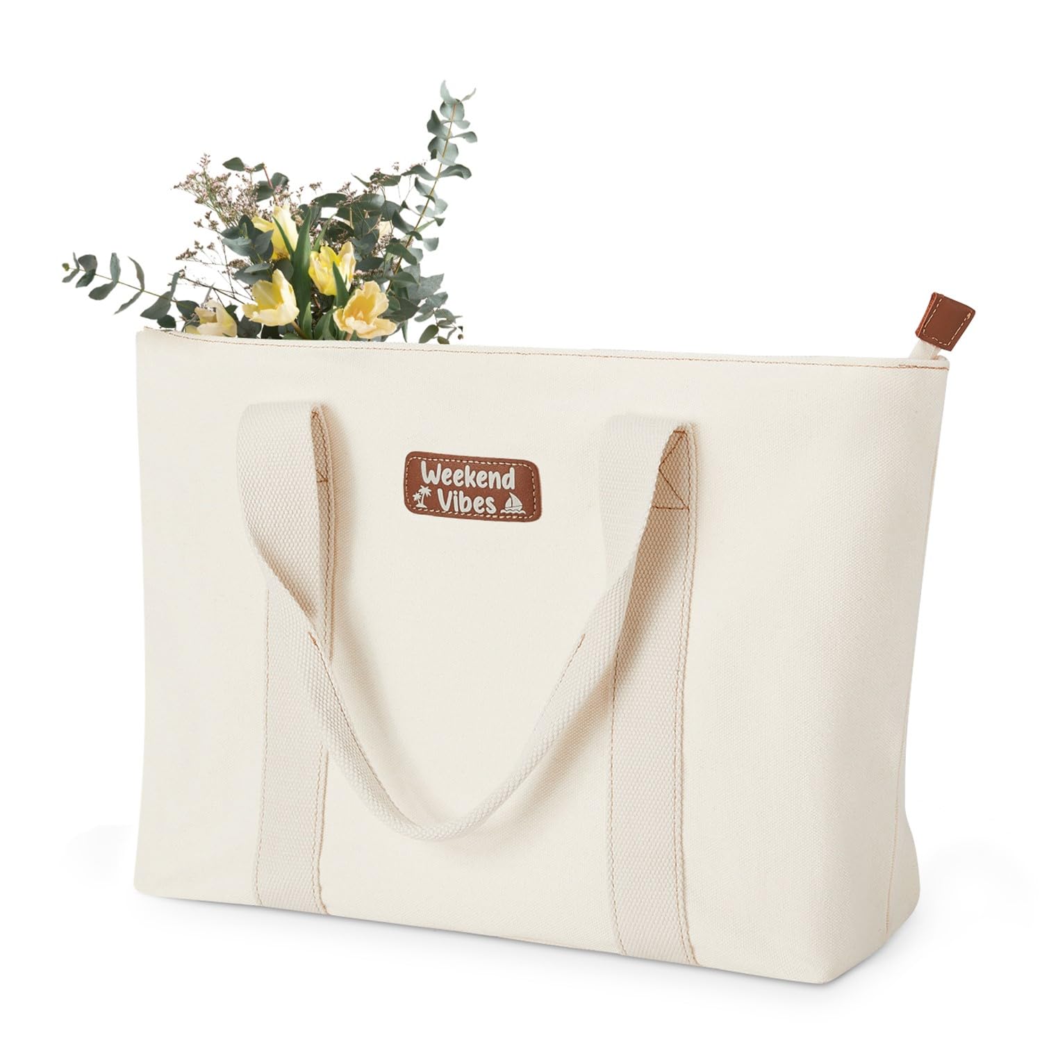 AW BRIDAL Monogram Canvas Tote Bag - Bride Mrs Wifey Gifts for Bride to Be, Large Zippered Gift Bag for Women Mom Sister