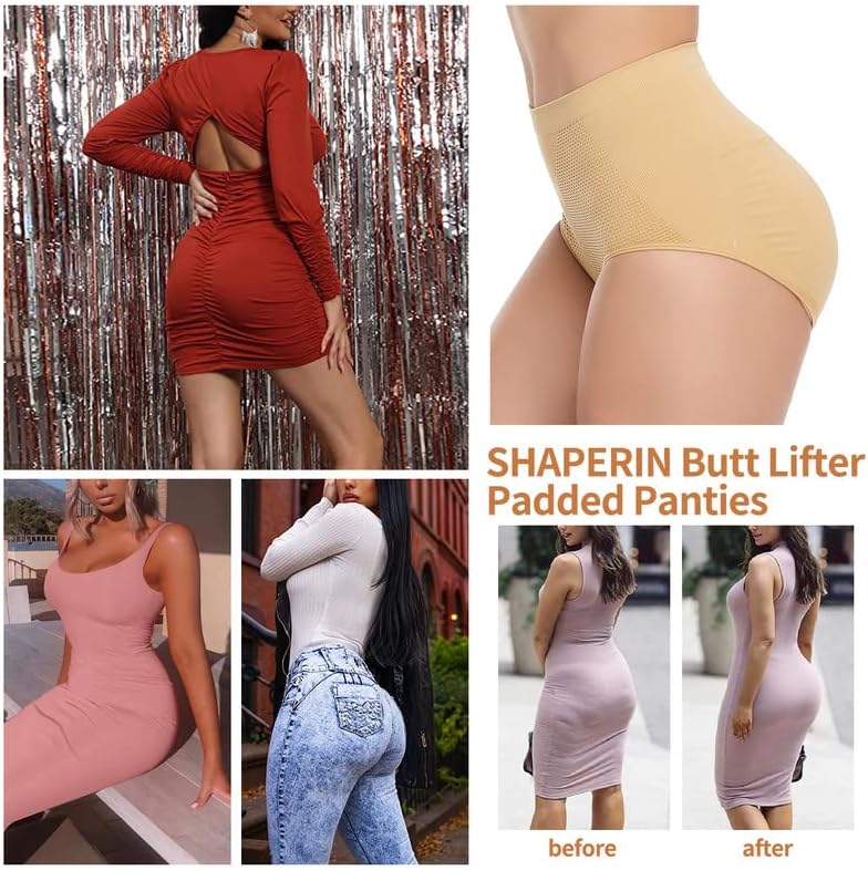SHAPERIN Womens Butt Lifter Padded Panties High Waist Hip Enhancer Briefs Tummy Control Body Shaper Underwear - Image 5