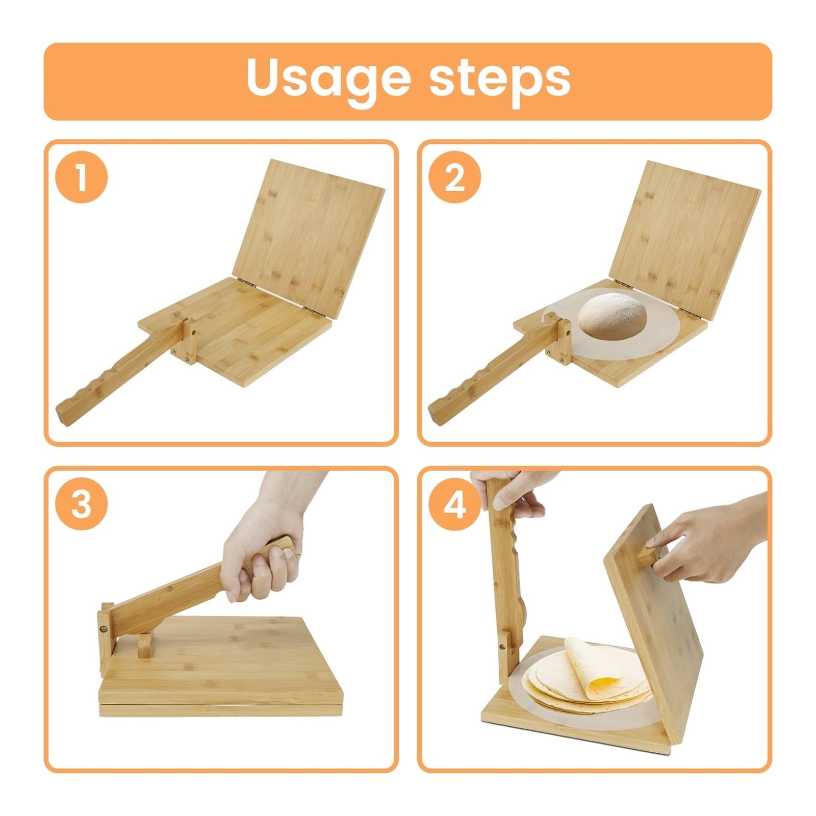 Pressa For Tortillas Manuale, Macchina For Tortillas Quadrata Con Mattarello, Strumento Girevole For Pressare L'impasto Della Tortilla Messicana