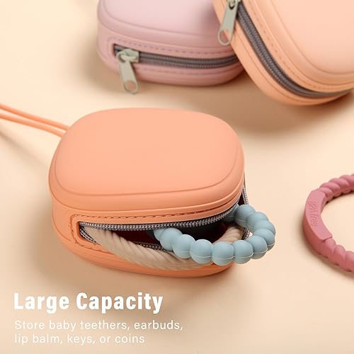 Miniatura 2 de Funda de silicona para chupete, bolsa de silicona para bebé, funda de almacenamiento de silicona para bolsa de pañales, paquete de 2 (arcilla, gris