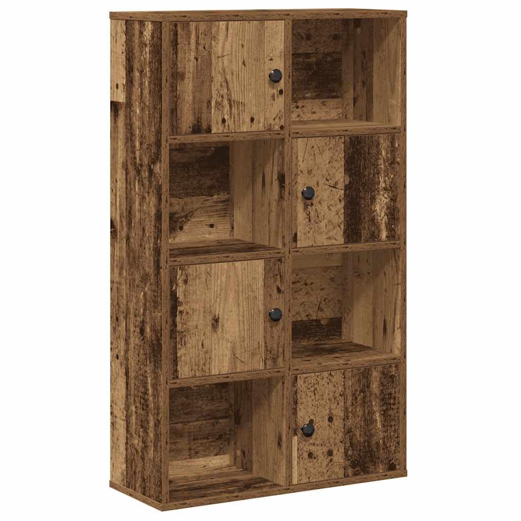 Générique Drewniana szafka na książki ze starego drewna 60x24x101,5 cm, półka do przechowywania z elastycznymi drzwiczkami na książki, czasopisma i dekoracje, łatwa do czyszczenia