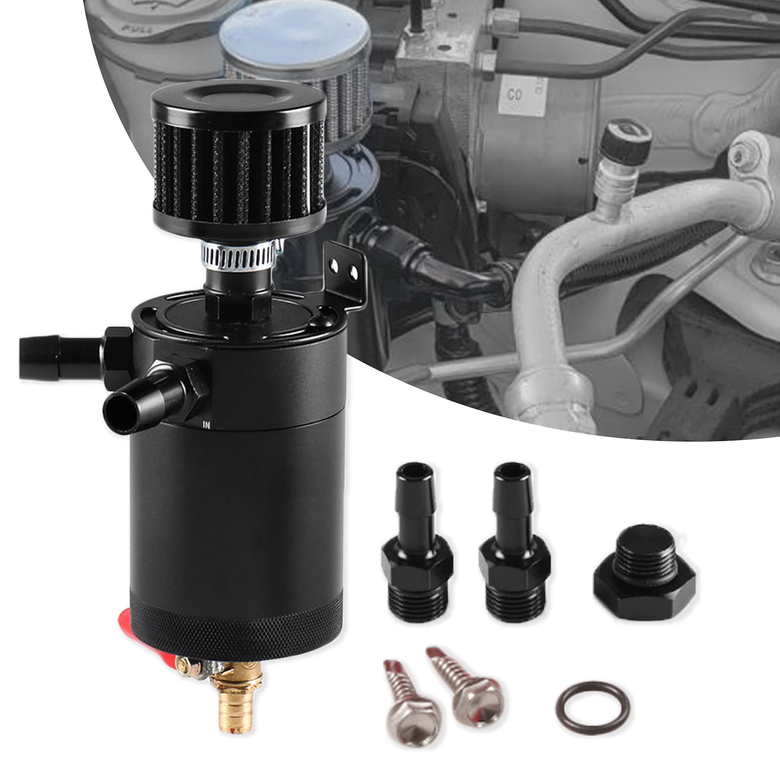 Universal Car Oil Catch Can Baffled Aluminum 2/3 Port Reservoir With Drain Valve And Breather Filter Separator From Ddmymaster, $27.74 - View #4