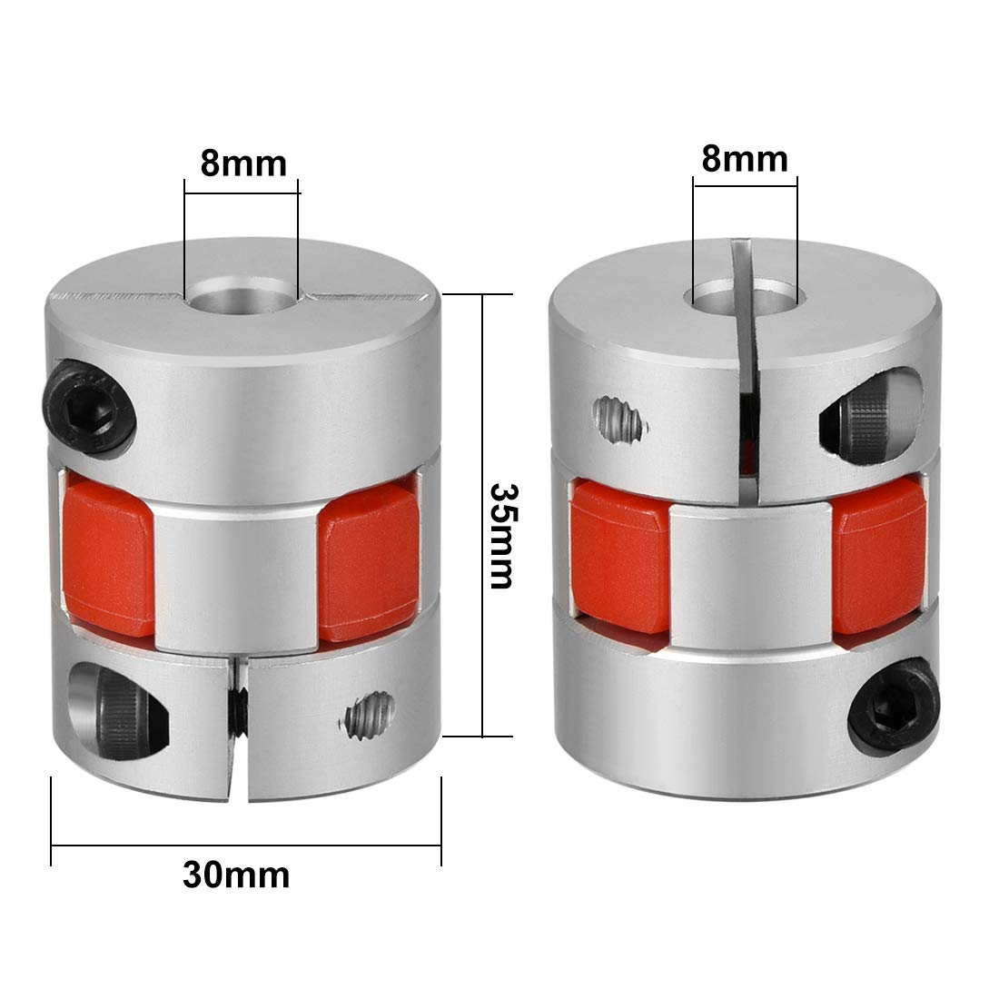 sourcing map Coupleur Arbre Moteur 8mm à 8mm Alésage L35 x D30 Flexible Accouplement Joint pour Servo Moteur Pas à Pas 2Pcs