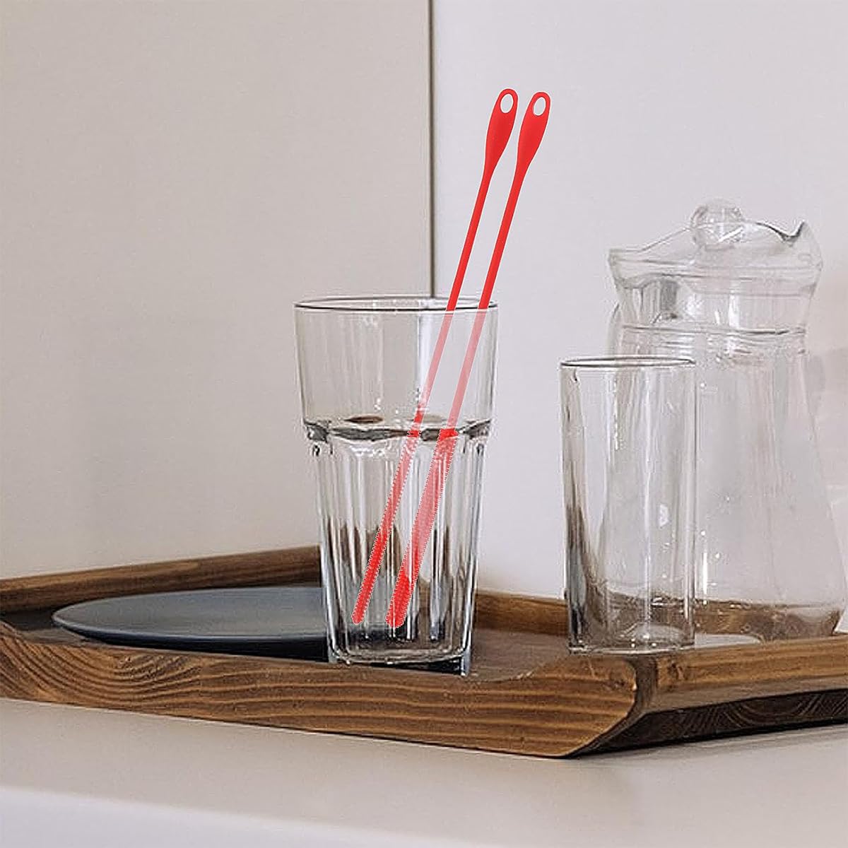 Nettoyeur De Paille Extra-Long En Silicone - 2 Pièces | Pliable, Réutilisable | Pour Pailles Métal, Verre, Smoothie | Gris