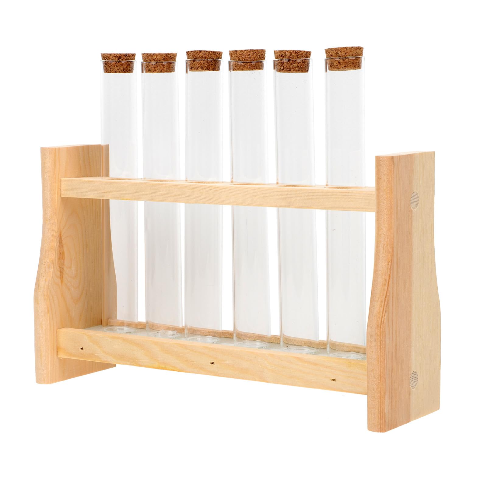 SHINEOFI Tube À Essai Et Support À Essai En Bois 6 Tubes 0.79x5.91 Pouces Porte-Éprouvettes Multifonctionnel Pour Laboratoire École Maison Avec Rack De Stockage
