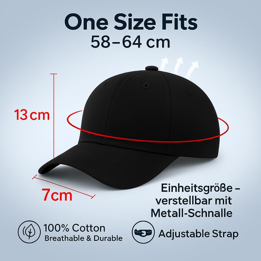 4sold Czapka z Daszkiem Bawełniana, Unisex, Regulowana, Lekkia i Oddychająca, Na Lato, Spo - Analyse des détails et conception