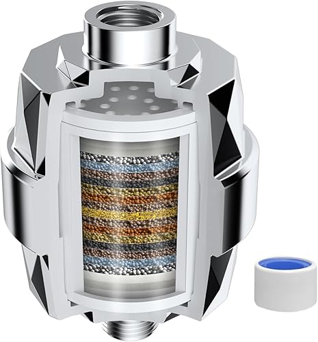 Hibbent Filtro de ducha para agua dura, filtro de cabezal de ducha de alto rendimiento para eliminar el cloro y el fluoruro, filtro de regadera de
