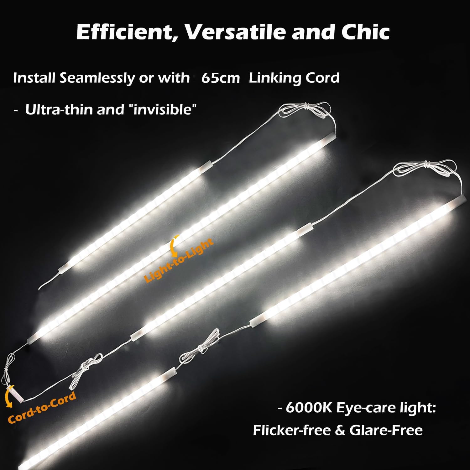 Cefrank LED Under Cabinet Lighting 6pcs 31cm Seamlessly Linkable Strip Light Bars for Cabinet Kitchen, Shelf, Workbench - Image 3