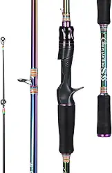 Vara de pesca de duas seções Sougayilang, anéis-guia de vara coloridos, peso leve para robalo, peixe-gato e outros peixes pequenos