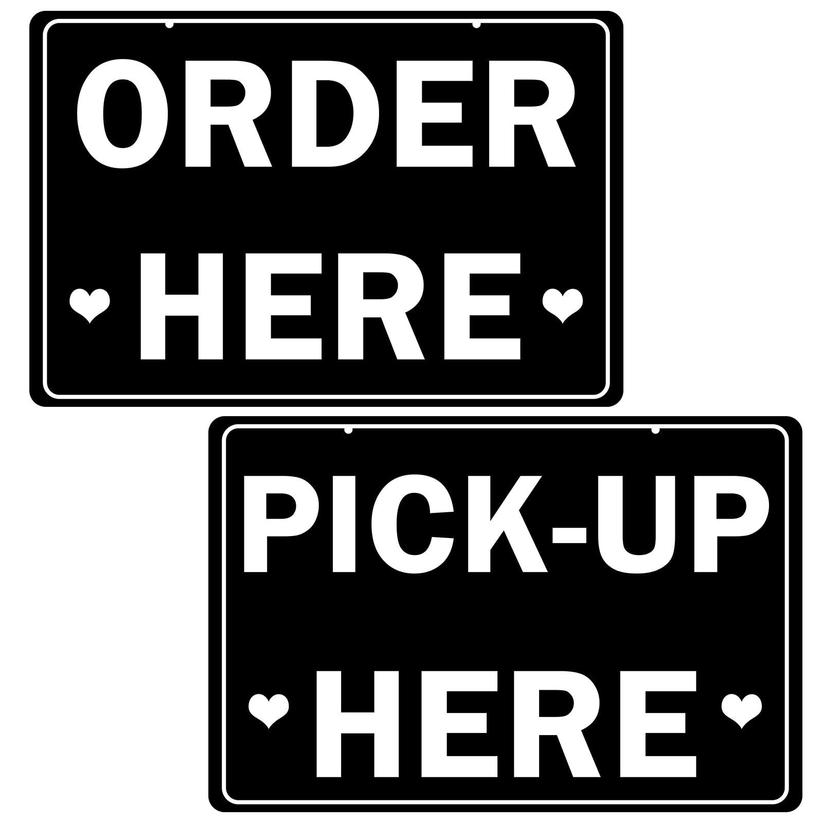 Order Here Pick Up Here Signs,2 Pack Double-Sided Order Here Signs Pick Up Hers Sign with 4 Twines Perfect for Restaurants, Cafes, and Bars ,Bakery , Ice Cream Stand Decor Pick Up Kiosk Retail-12" x