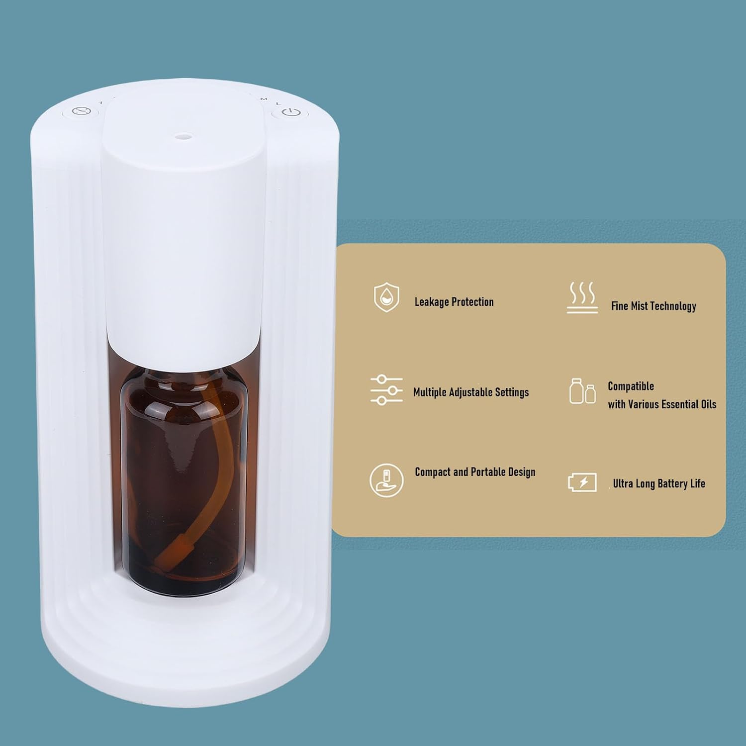 Portable Essential Oil Diffuser, Waterless Aromatherapy Diffuser Car Scent Diffuser 3 Mist Modes 3 Timer Settings 2000mAh Battery 48H Runtime with Type C Charging for Home (White)