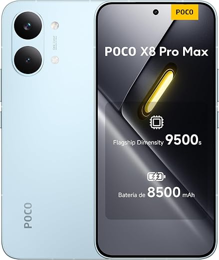 🚫 [CADUCADO] 🔥 XIAOMI POCO X8 Pro MAX Smartphone 12+512GB Blue 8500mAh Battery | 6.83″ 1.5K 120Hz AMOLED Display, Dimensity 9500s, 50MP Light Fusion 600 Sensor with OIS, 1 Year Extra Warranty