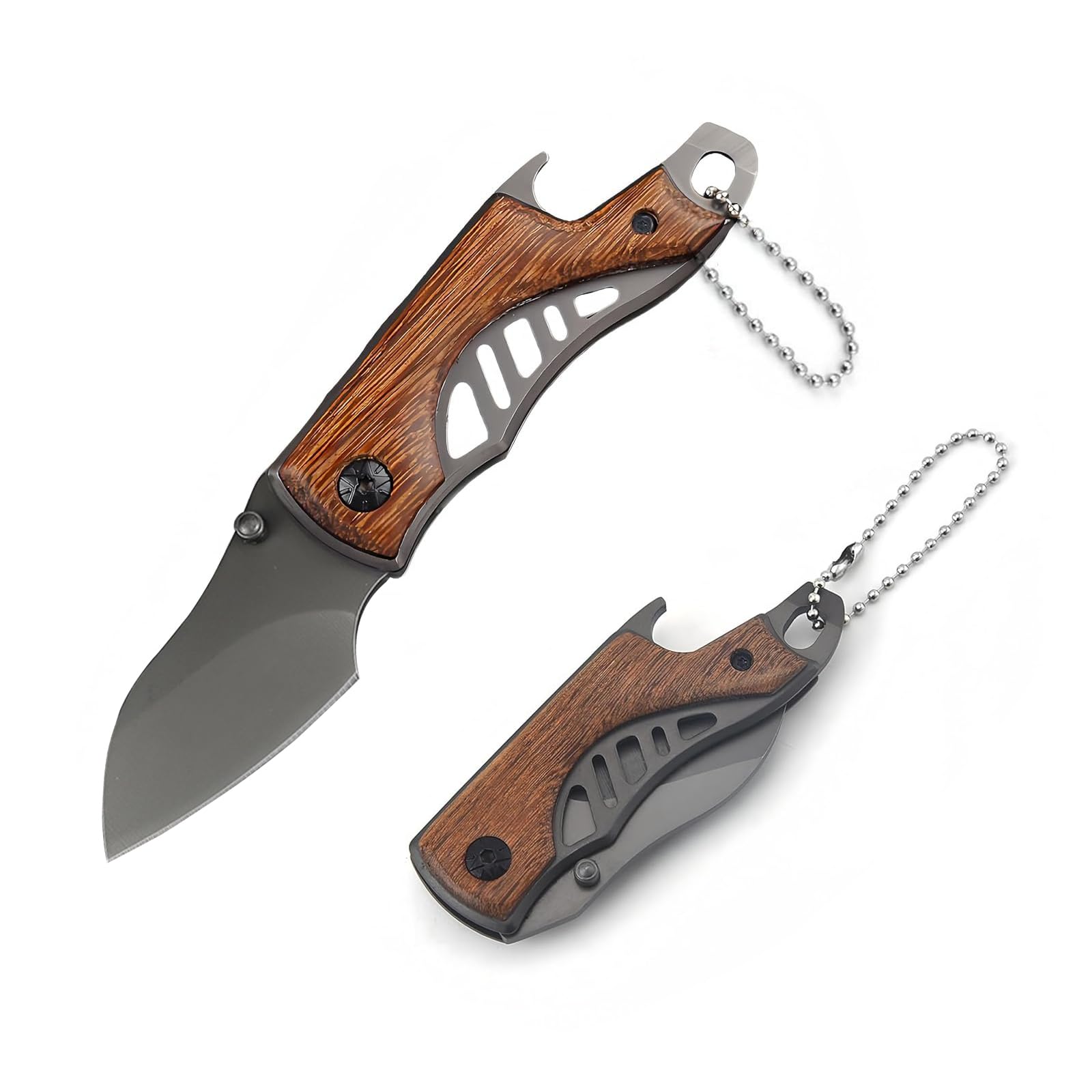 Multitool Folding Blade with Bottle Opener & Key Ring, Compact Multitool Pocket Gadget for Outdoor Camping Survival Gear