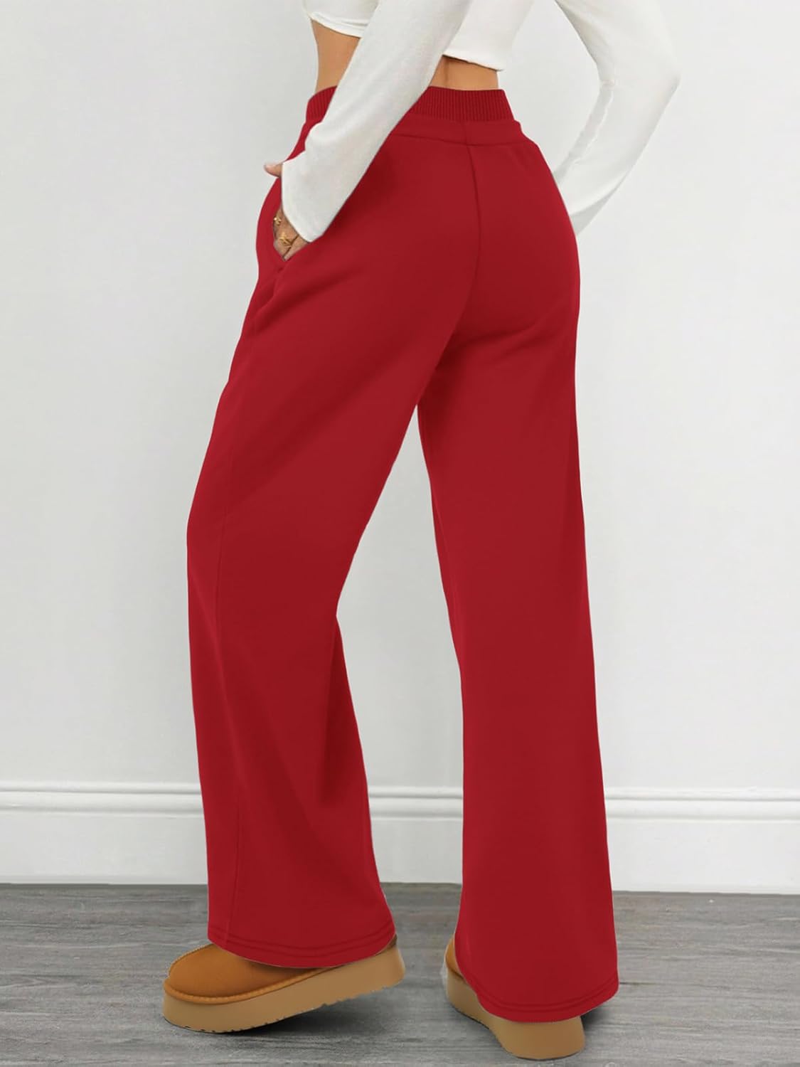 ATHMILE Wide Leg Sweatpants High Waisted Double Waisted Baggy Sweat Pants Fashion Teen Girl Drawstring Athletic Joggers
