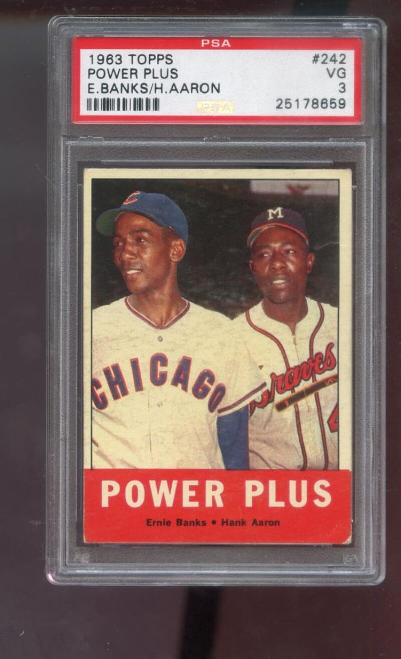 1963 Topps #242 Power Plus Hank Aaron Ernie Banks PSA 3 Graded MLB Baseball Card
