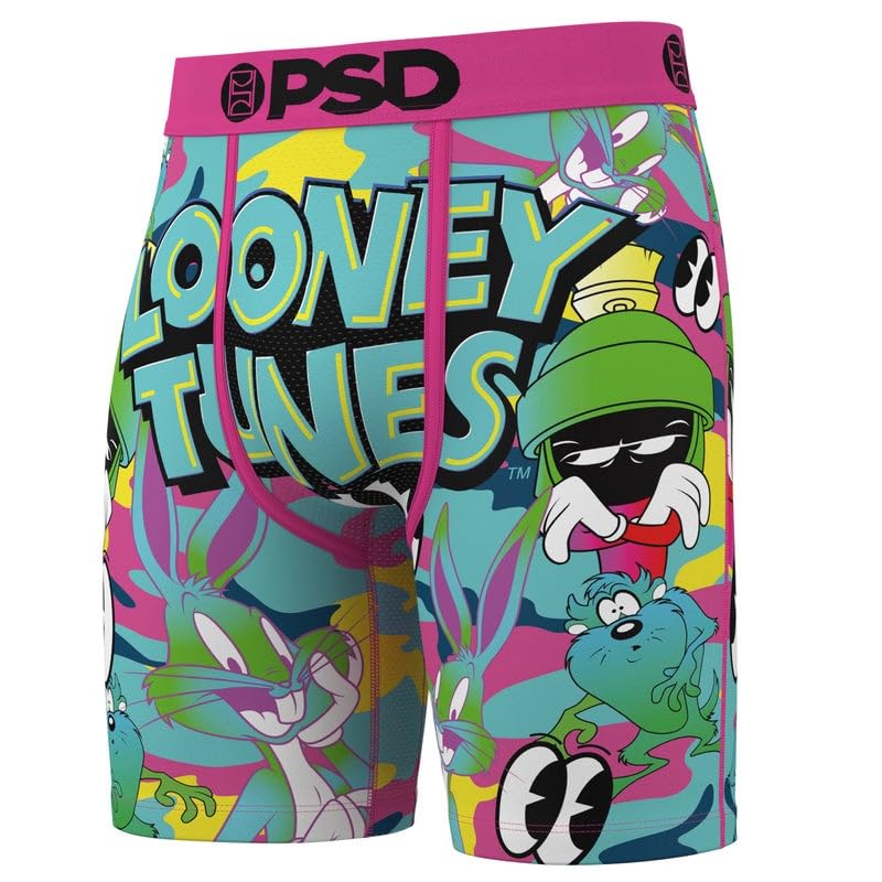 PSD Mens Looney Tunes Neon 3 Pack Boxer Briefs, Multi, L3
