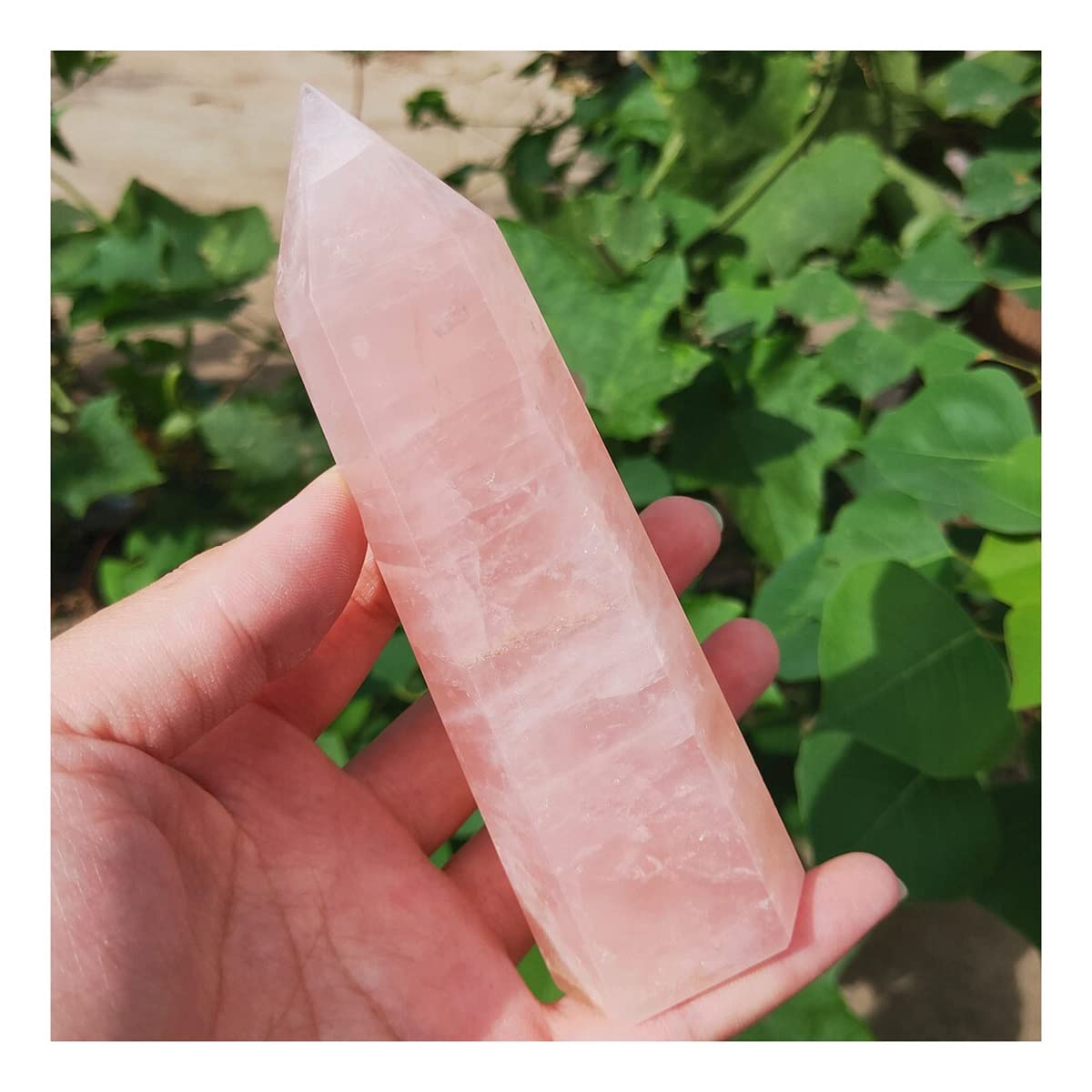 Espécimen mineral punto cuarzo de alta calidad, cristal rosa macizo pulido de 600g