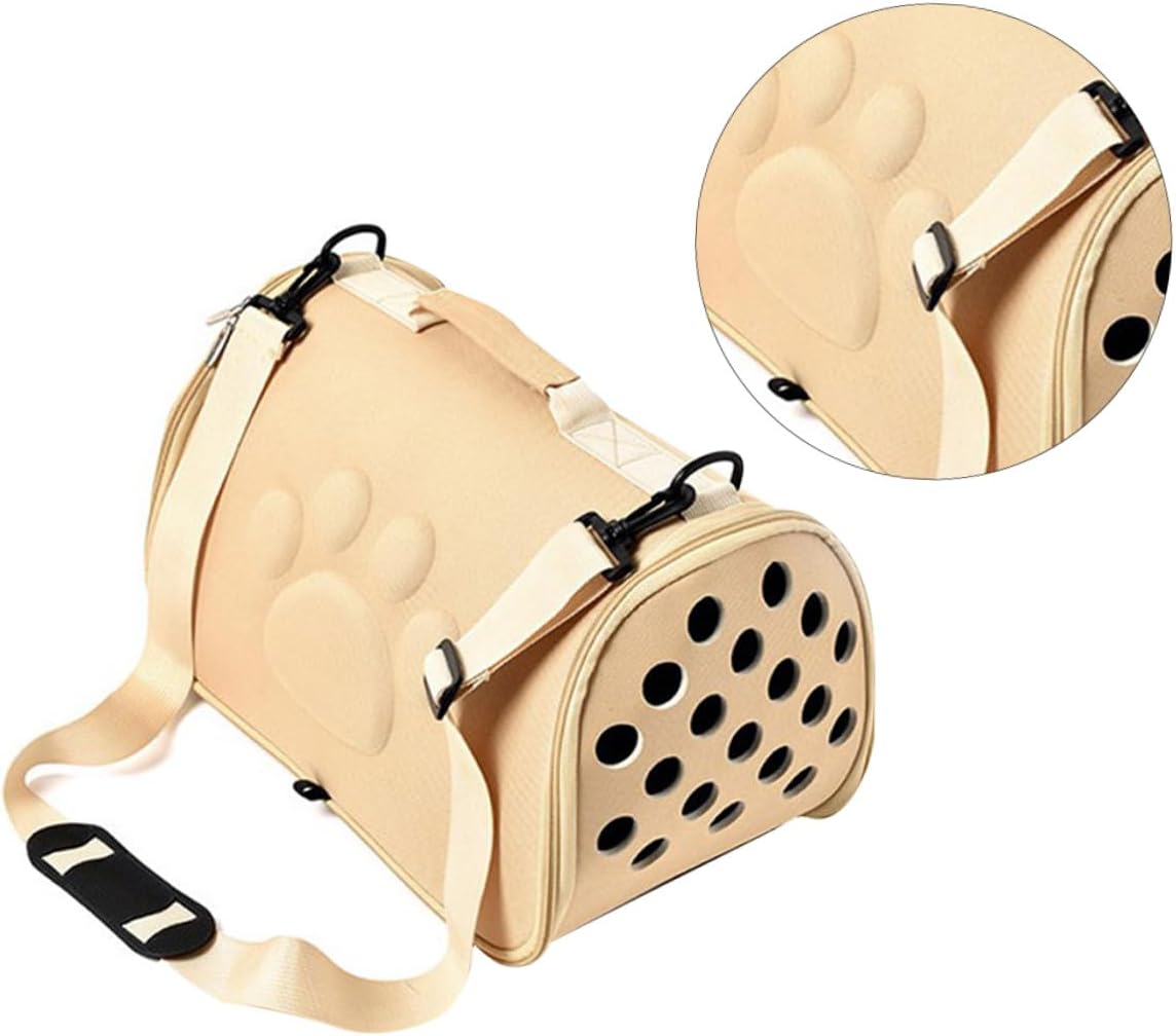 Portable Breathable Eva Cross-Body Pet Carrier Bag for Dogs and Cats, Medium Light Gold Soft-Sided Travel Carrier for Outdoor Use